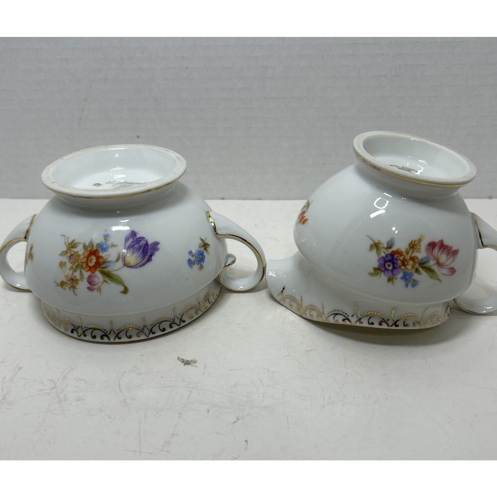 Empress Dresden Flowers Porcelain Creamer & Sugar Hutschenreuther Serb Bavaria - Picture 15 of 16